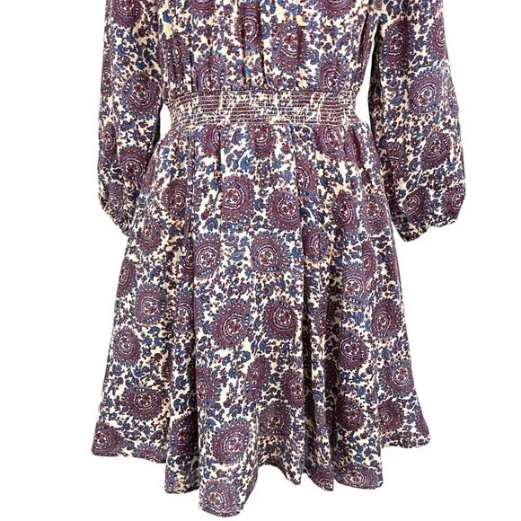 J. Crew Palermo Smocked Waist Mini Dress Floral Bouquet Linen Size Small S - Picture 3 of 16
